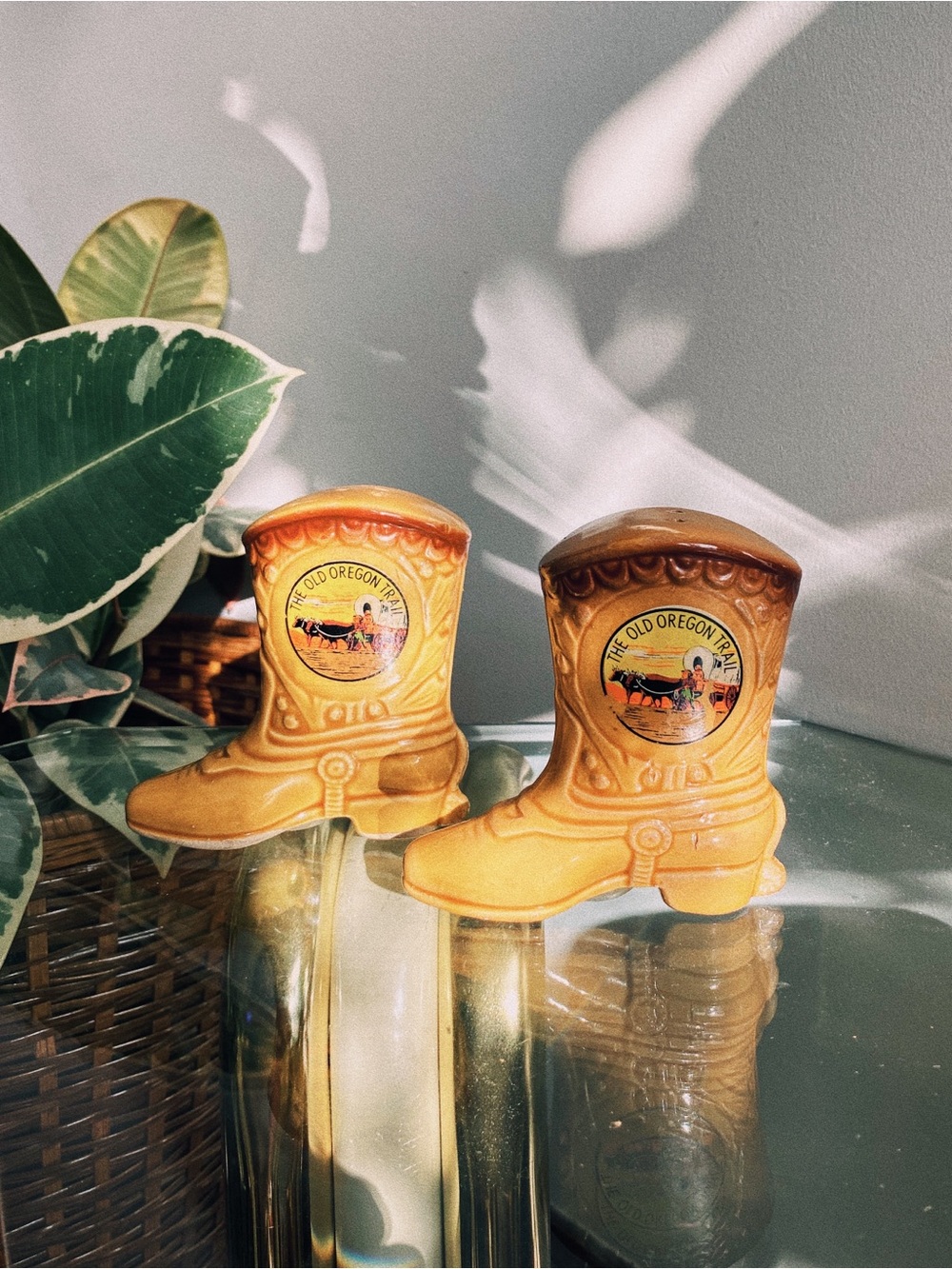 Vintage Yellow Cowboy Boot Salt & Pepper Shakers - The Old Oregon Trail